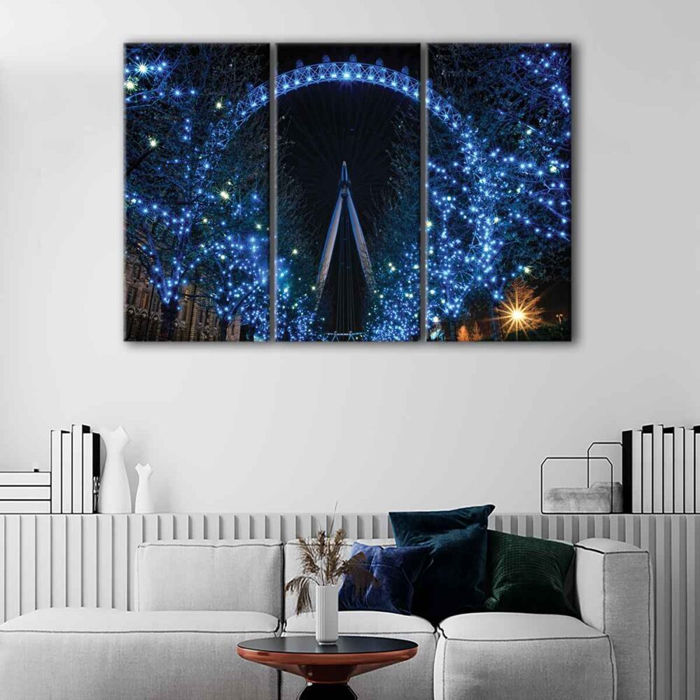 3 panels london eye canvas art