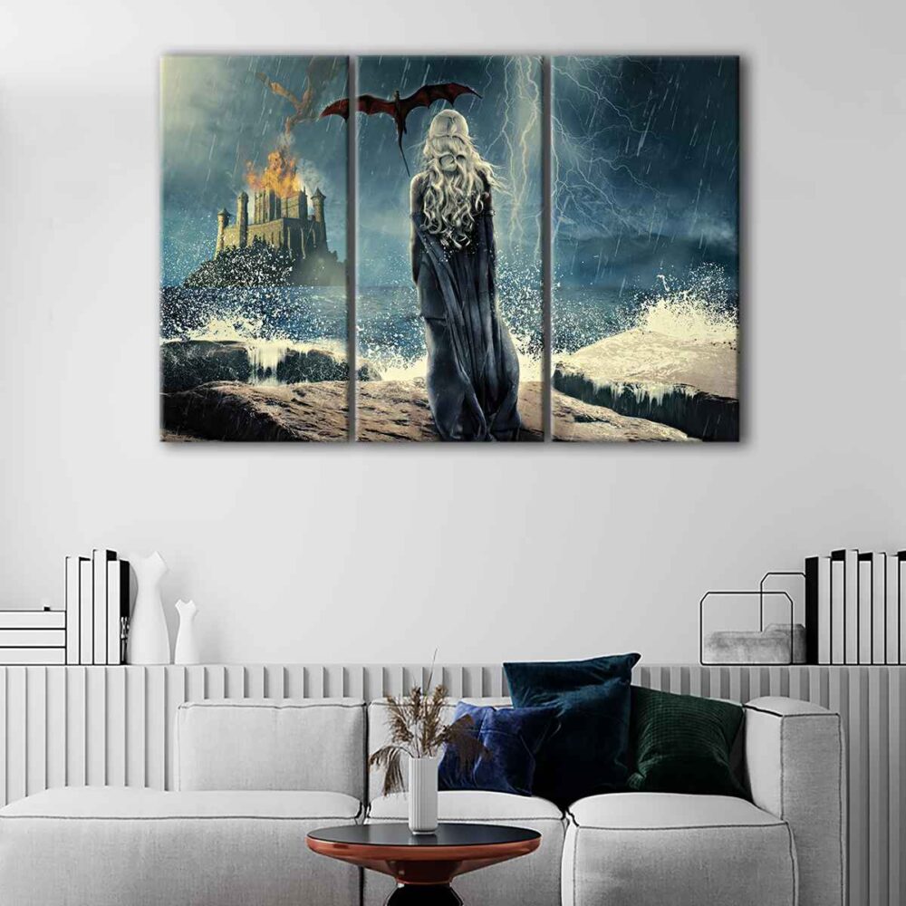 3 panels the dragon queen canvas art