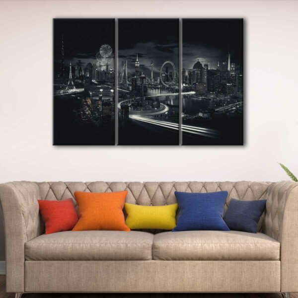 3 panels world monuments canvas art