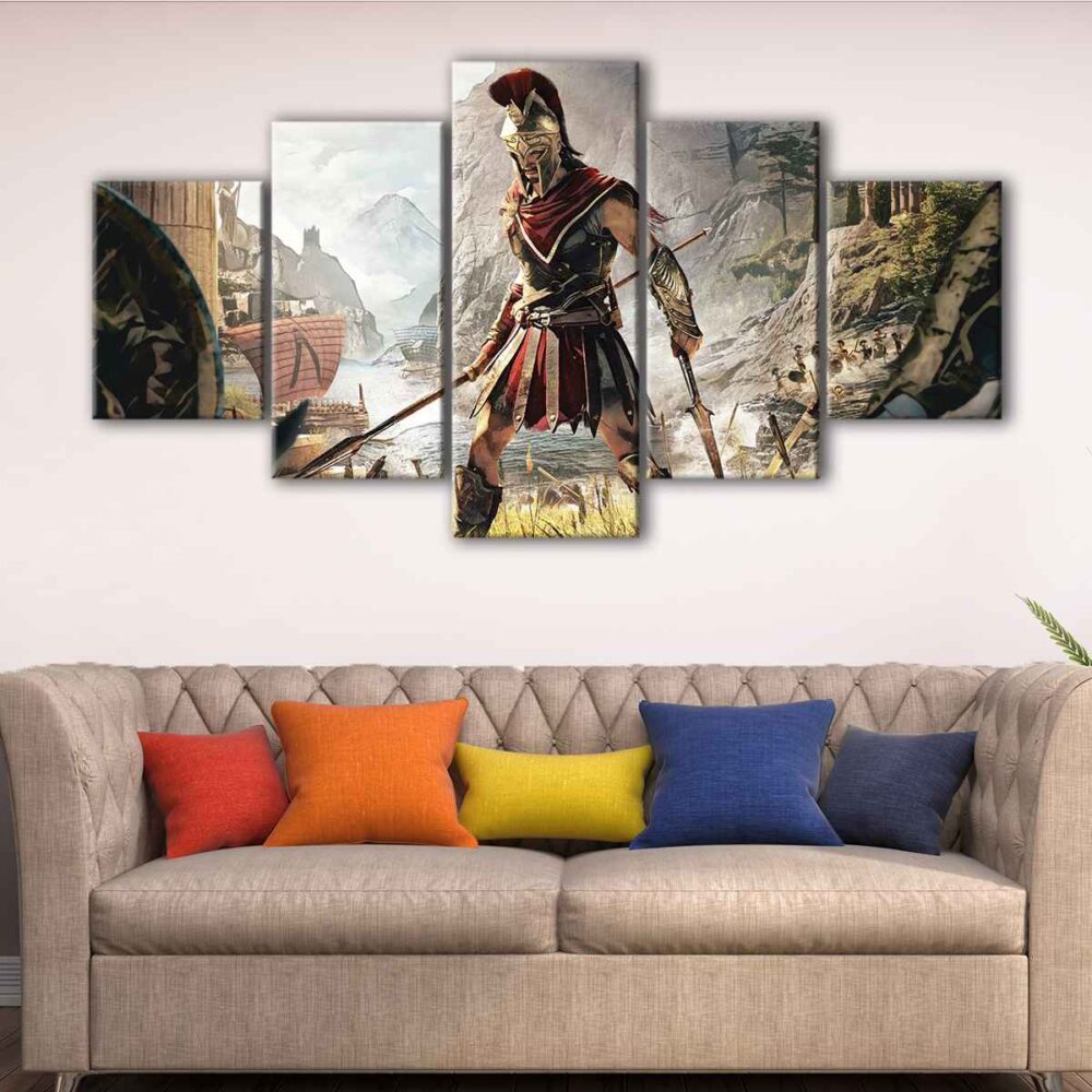 5 panels assassins creed odyssey canvas art