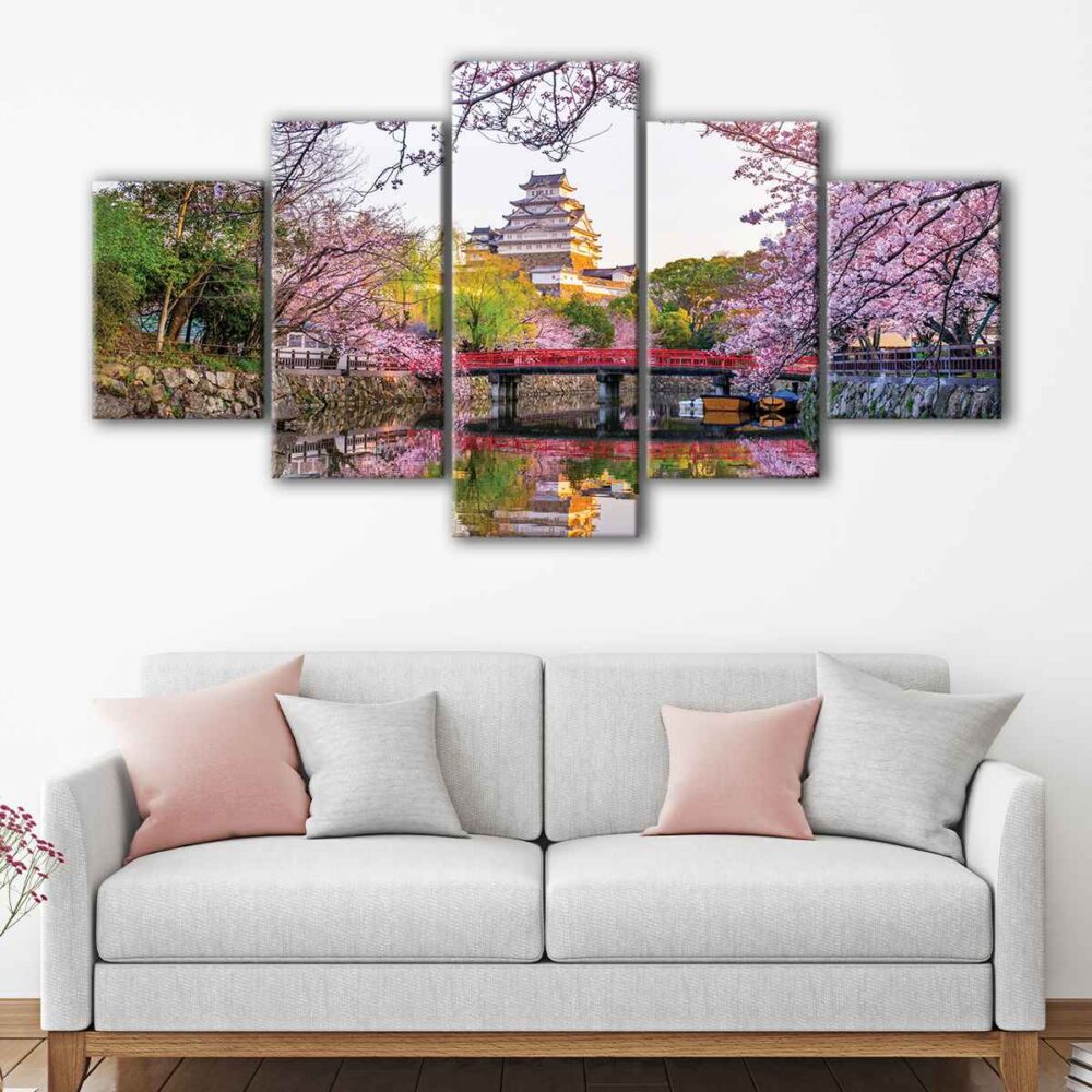 tableau château de Himeji 5 pièces