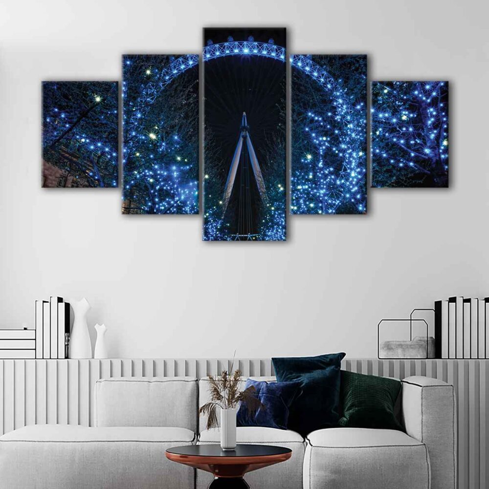 5 panels london eye canvas art