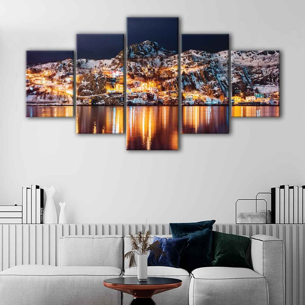 5 panels newfoundland island canvas art