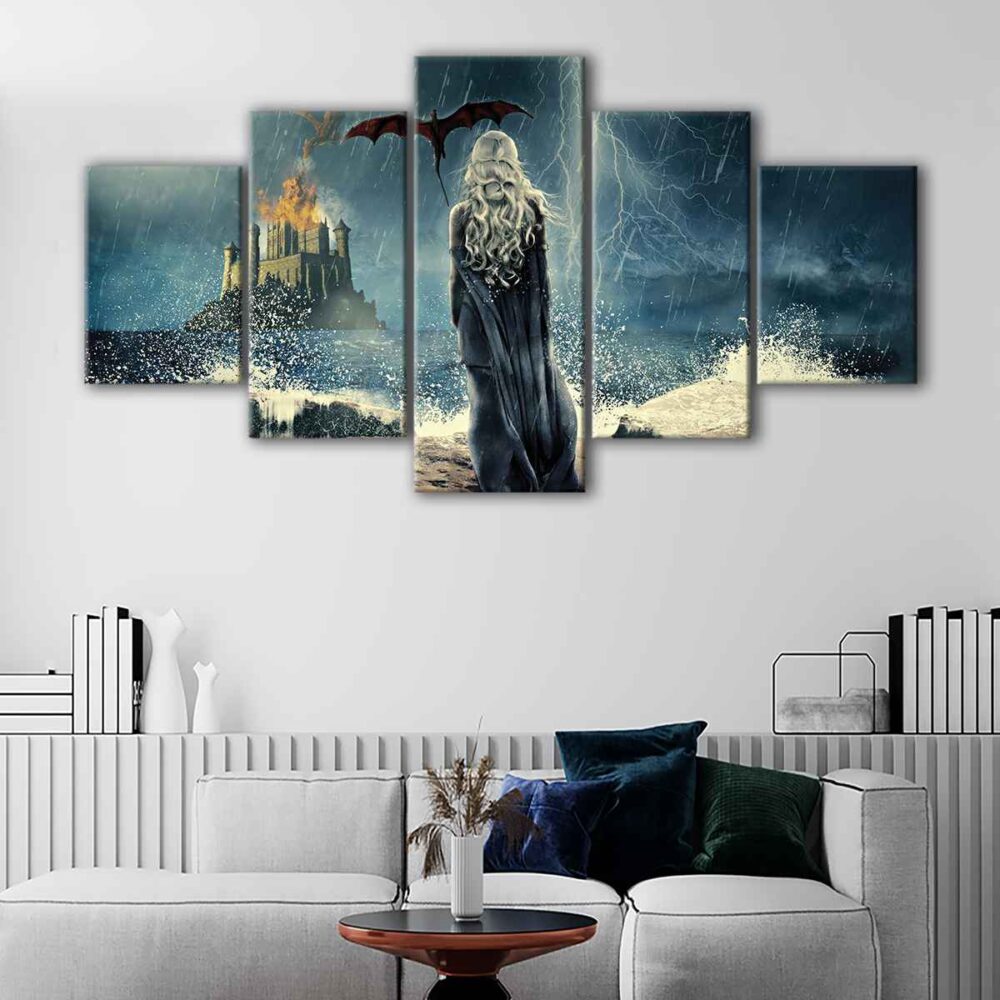 5 panels the dragon queen canvas art