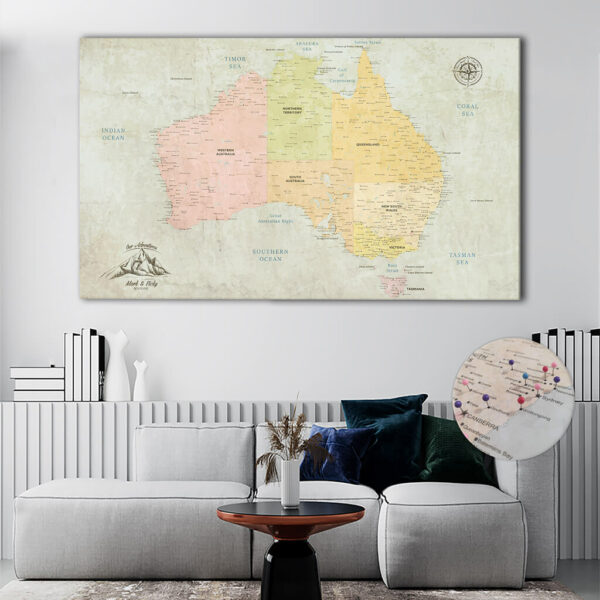 Classic push pin Australia map featured