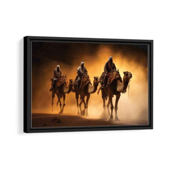 arabian camels framed canvas black frame