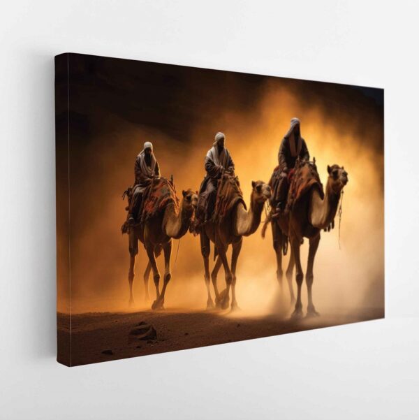 arabian camels stretched canvas