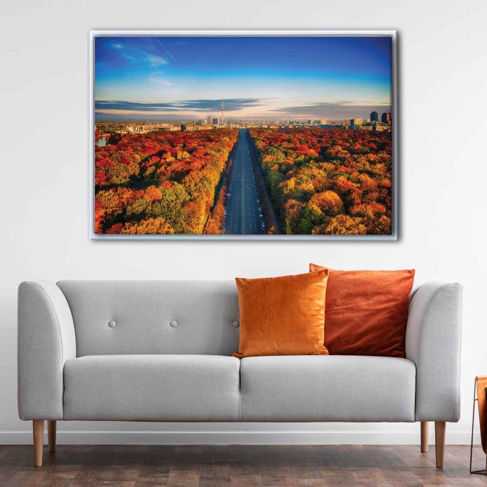 berlin autumn trees floating frame canvas