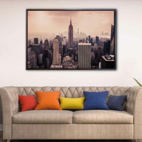 new york city towers floating frame canvas