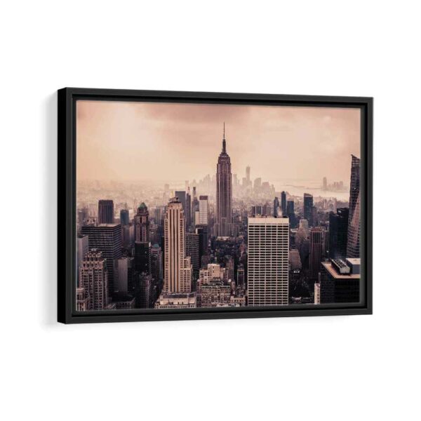 new york city towers framed canvas black frame