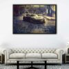 tableau porsche 911 5 avec cadre flottant