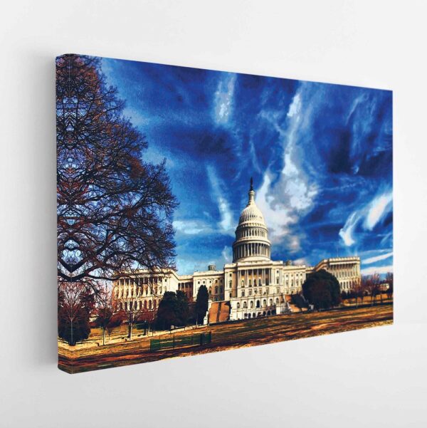 the white house stretched canvas