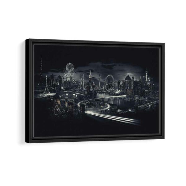 world monuments framed canvas black frame