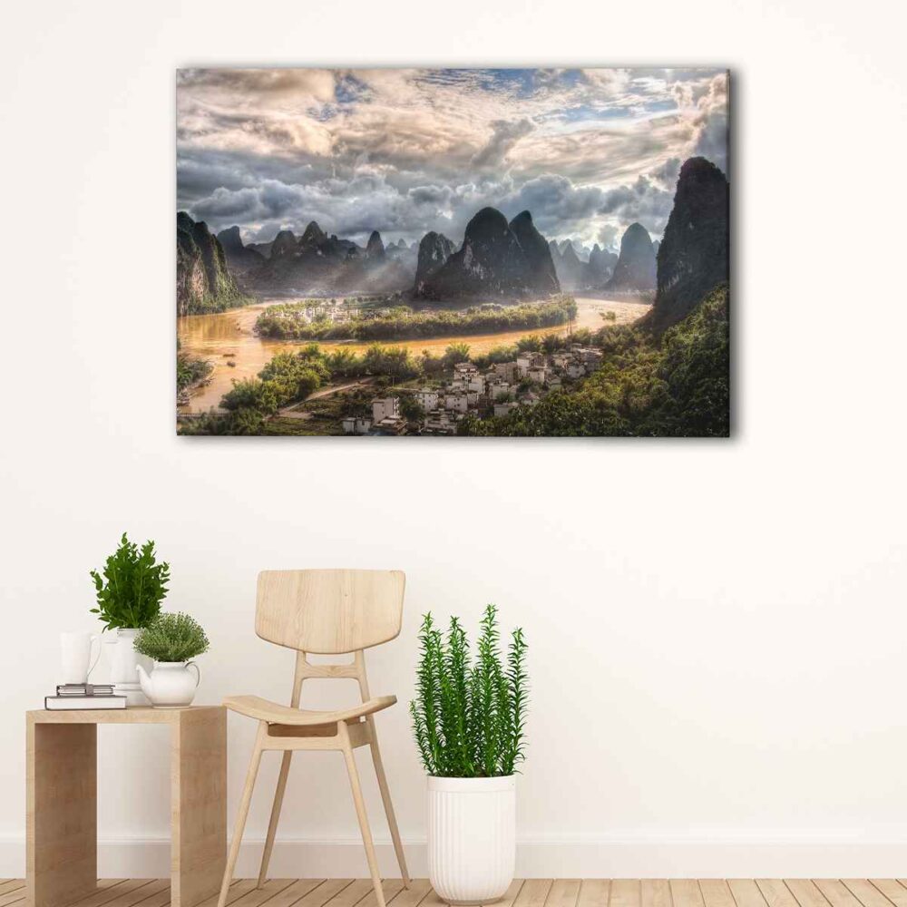 1 panel li river village canvas art