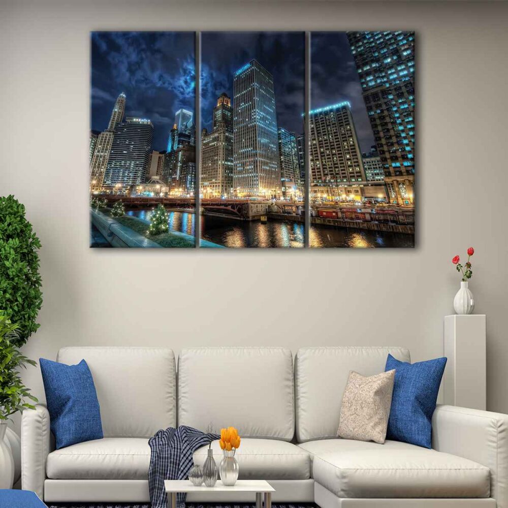 3 panels chicago skyscrapers canvas art