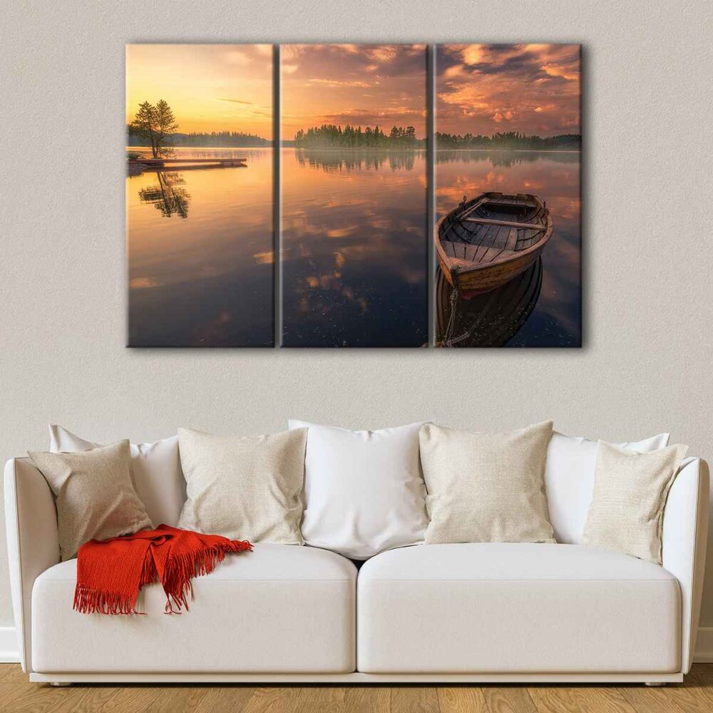 3 panels lake ringerike canvas art