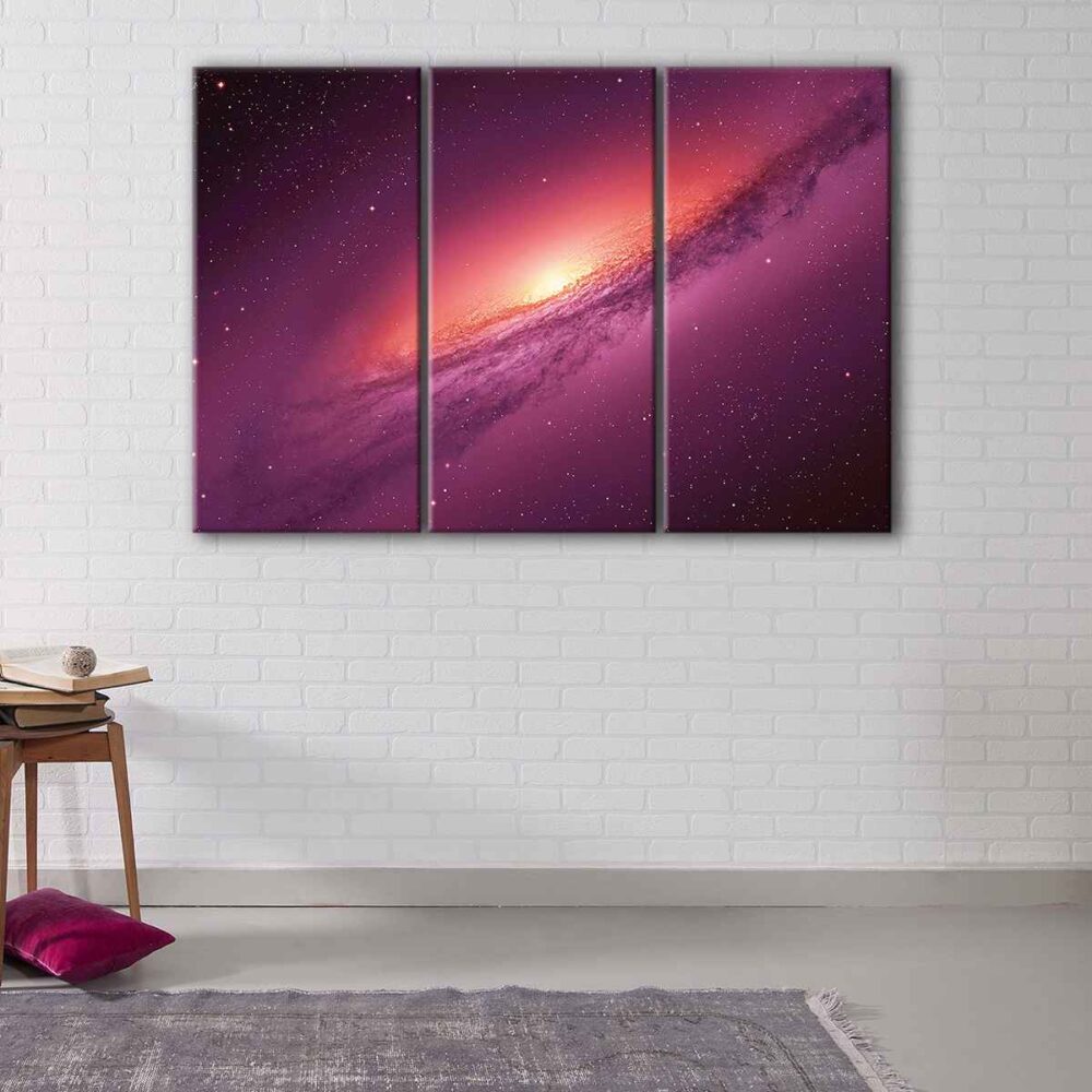  tableau tryptique galaxie violette