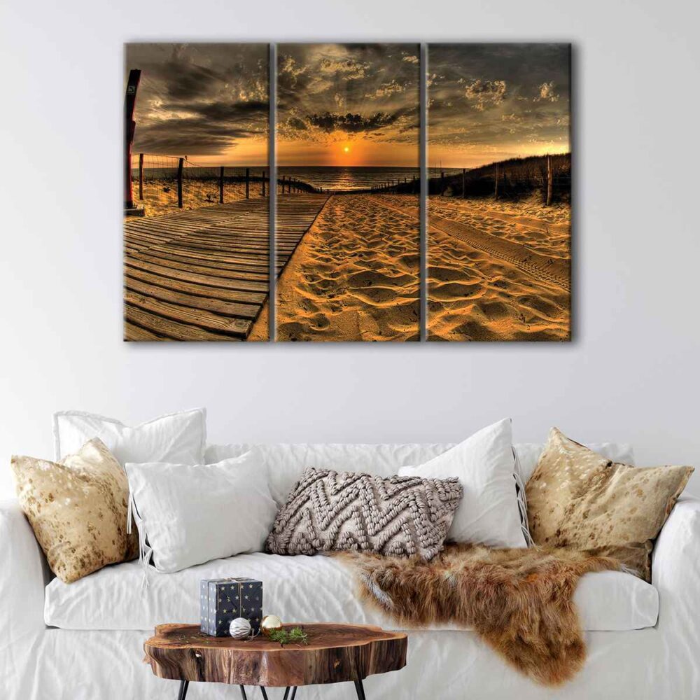 3 panels sea sunset canvas art