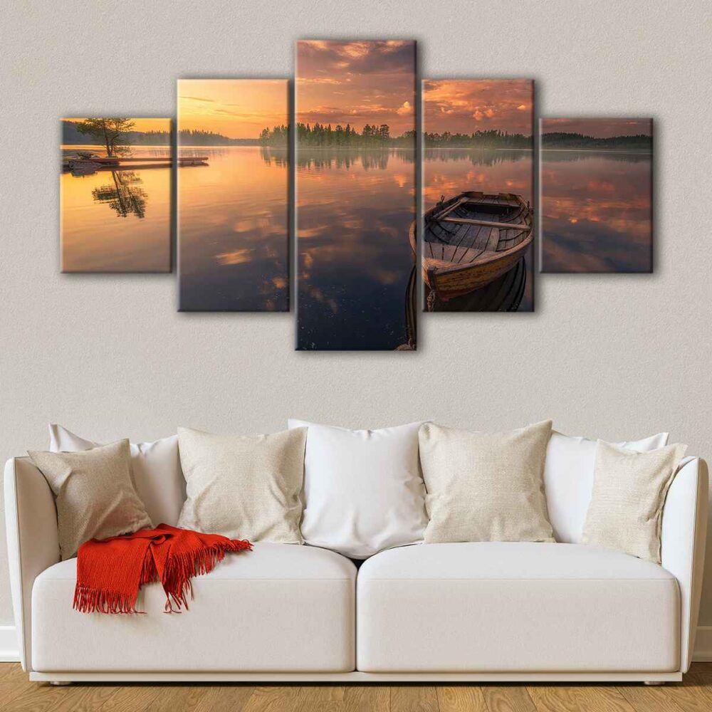 5 panels lake ringerike canvas art