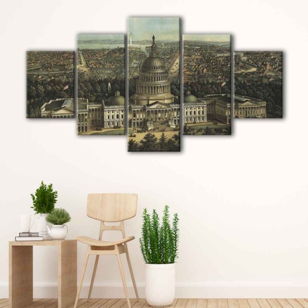 5 panels old washington dc canvas art