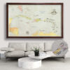 Classic push pin Caribbean map framed