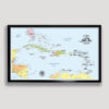 Clorful push pin Caribbean map - Black frame