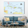 Colorful push pin Caribbean map