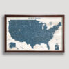 Rustic push pin usa map - brown frame