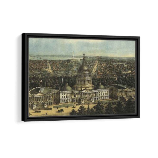 old washington dc framed canvas black frame