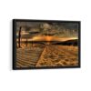 sea sunset framed canvas black frame