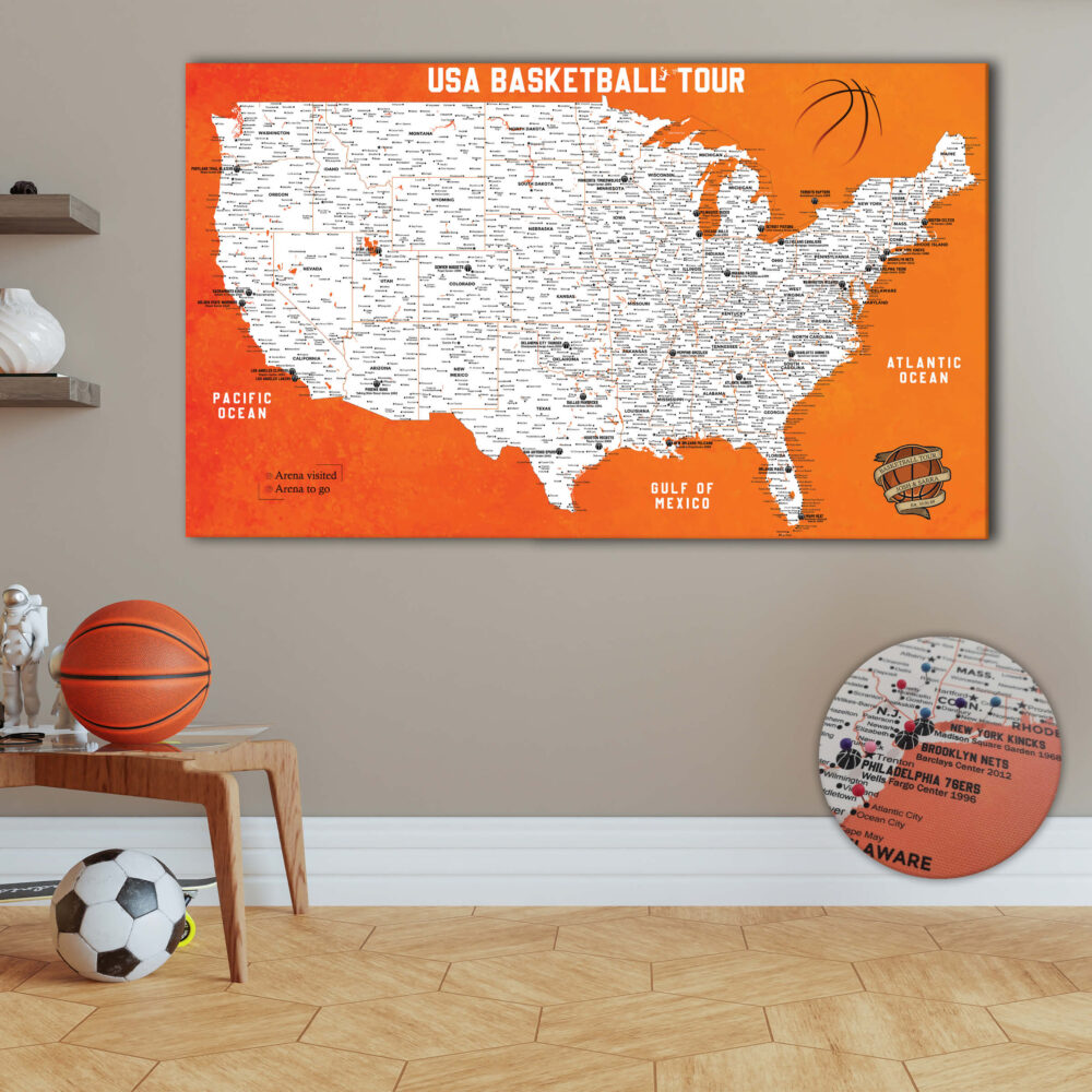 USA Basketball push pin map