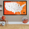 USA Basketball push pin map framed