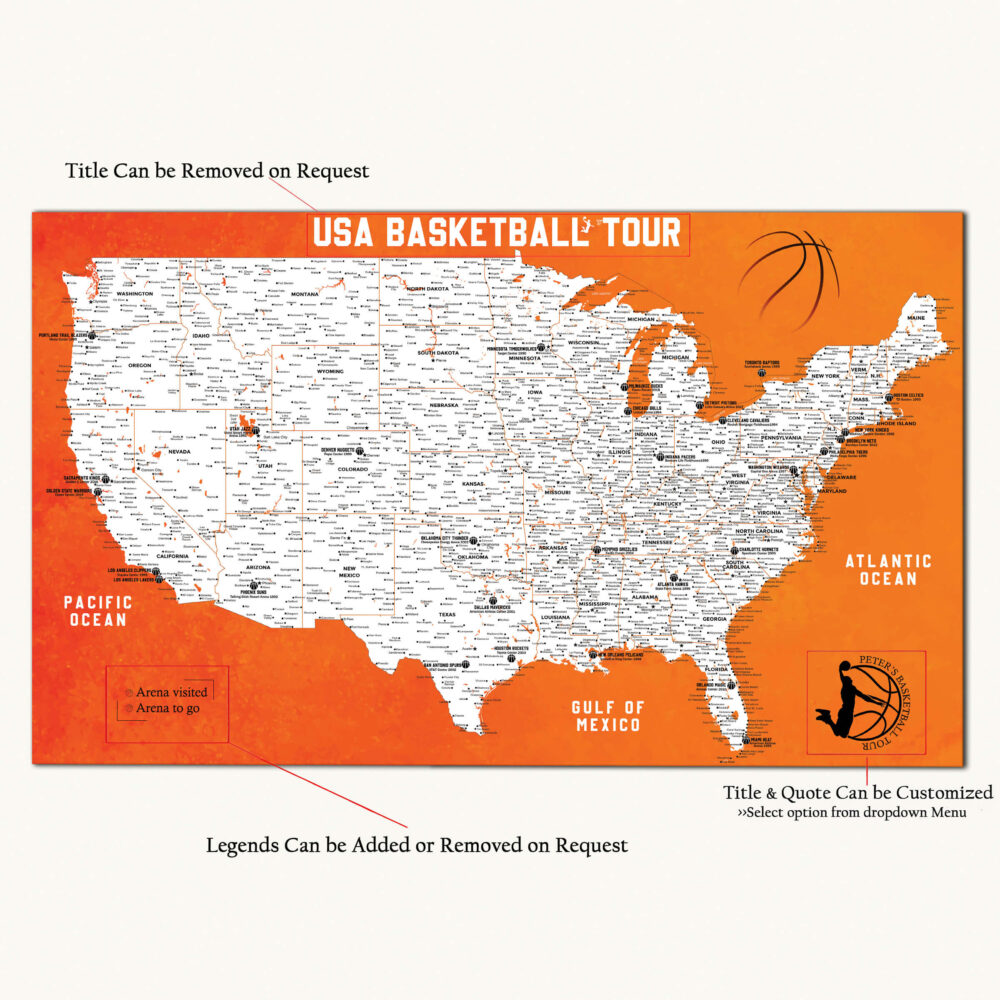 USA Basketball usa map detailed