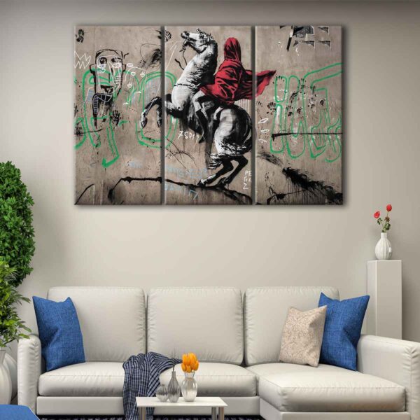 3 panels horse rider canvas art