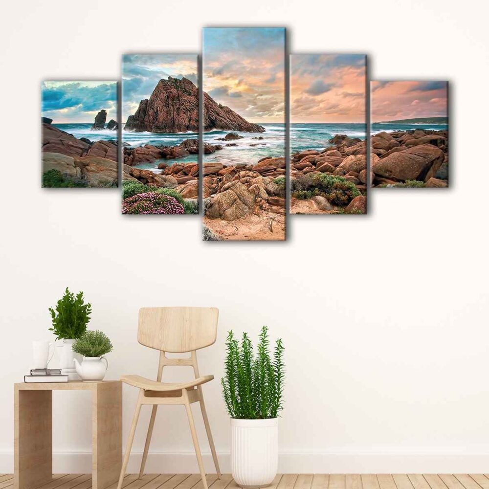 5 panels west beach australia canvas art