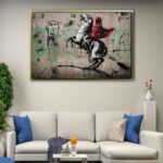 horse rider floating frame canvas