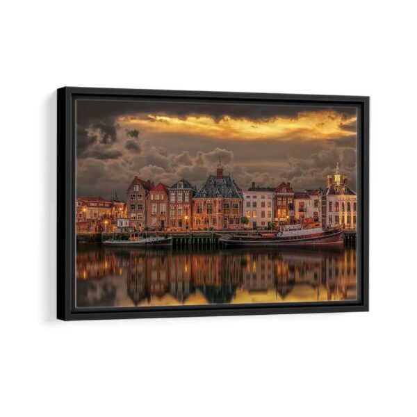 old port of maassluis framed canvas black frame