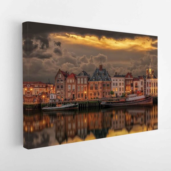 old port of maassluis stretched canvas