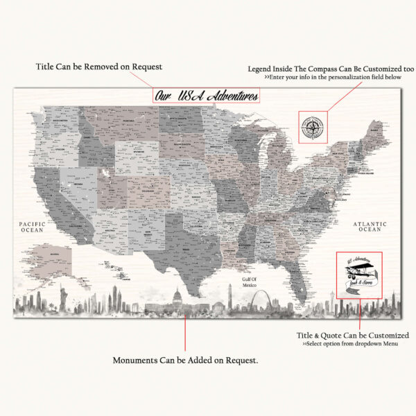 Monuments usa map detailed