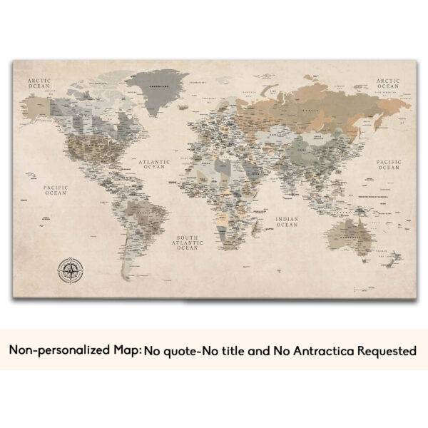 Vintage world push pin map no quote