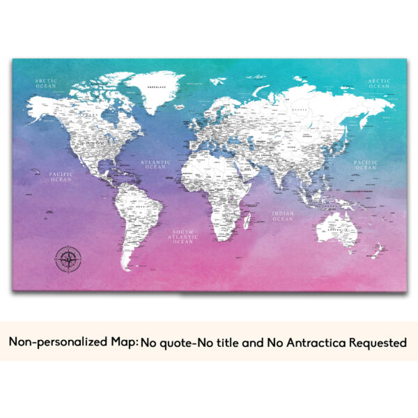 Water Color push pin world map no quote