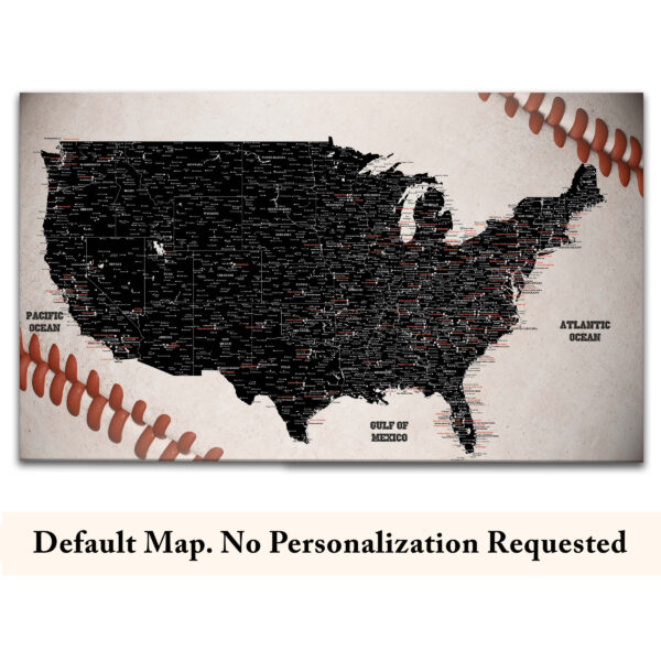 Baseball push pin usa map no quote