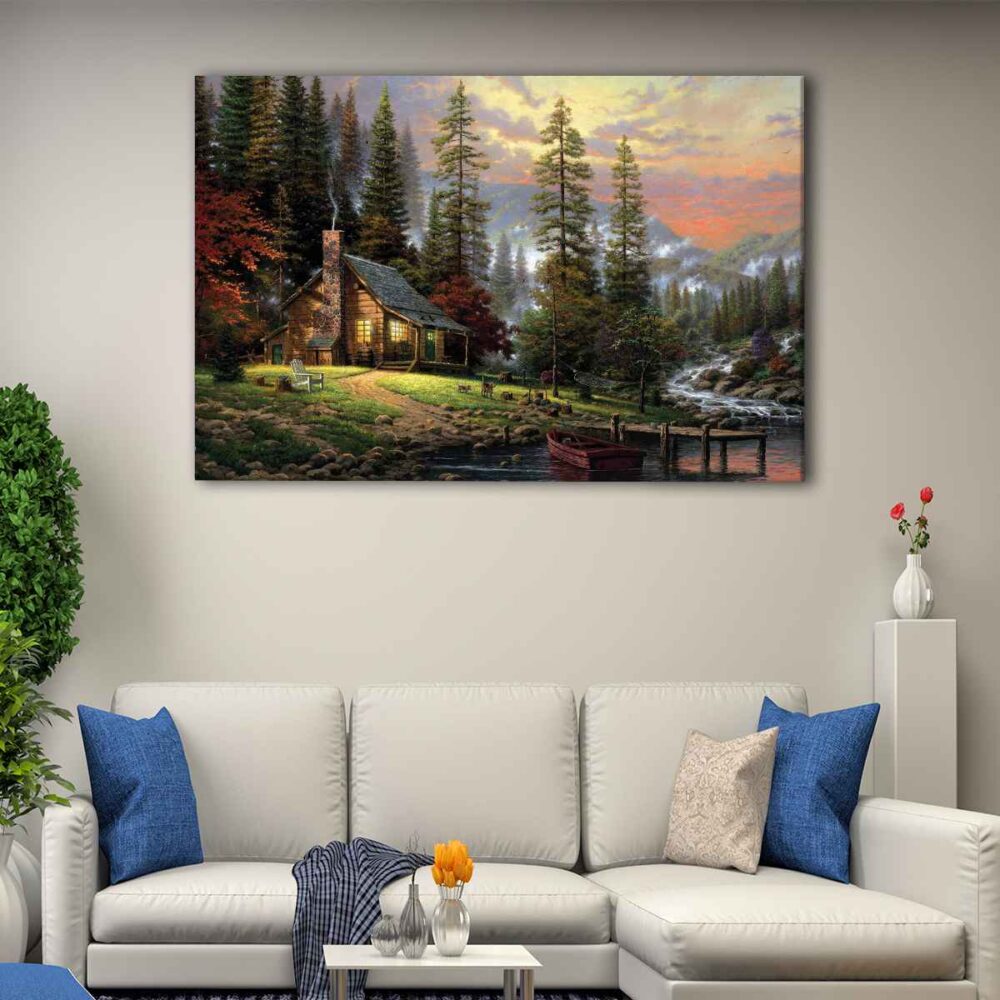 1 panel thomas kinkade peaceful retreat canvas art