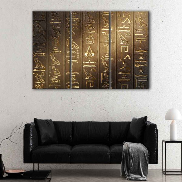 3 panels egyptian hieroglyphs canvas art