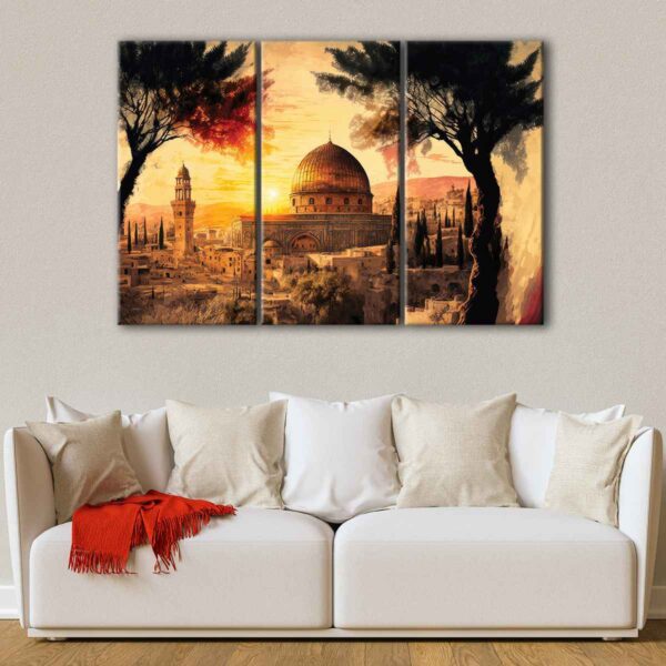 3 panels jerusalem canvas art