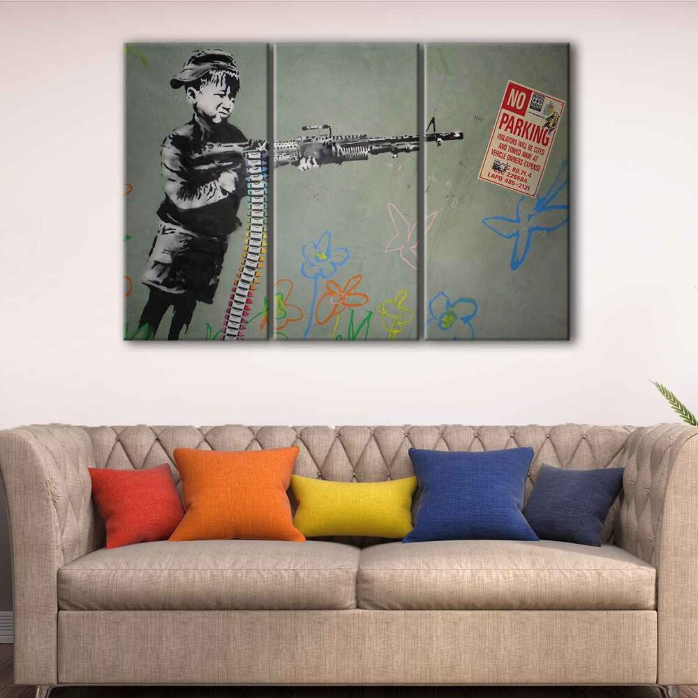 3 panels parking graffiti canvas art