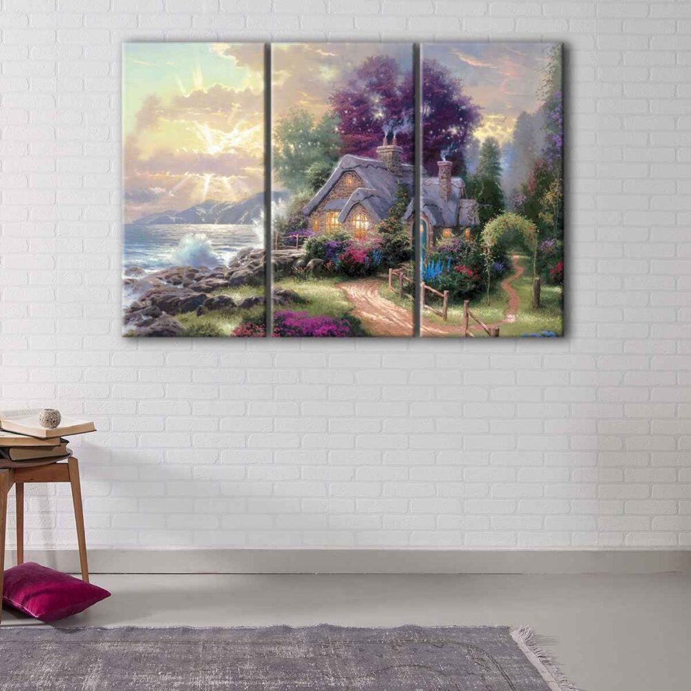 3 panels seaside hideaway canvas art