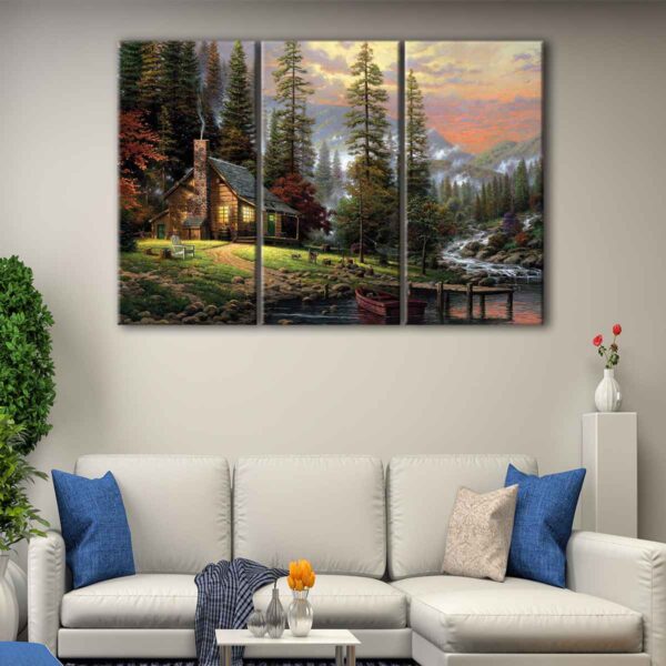 3 panels thomas kinkade peaceful retreat canvas art