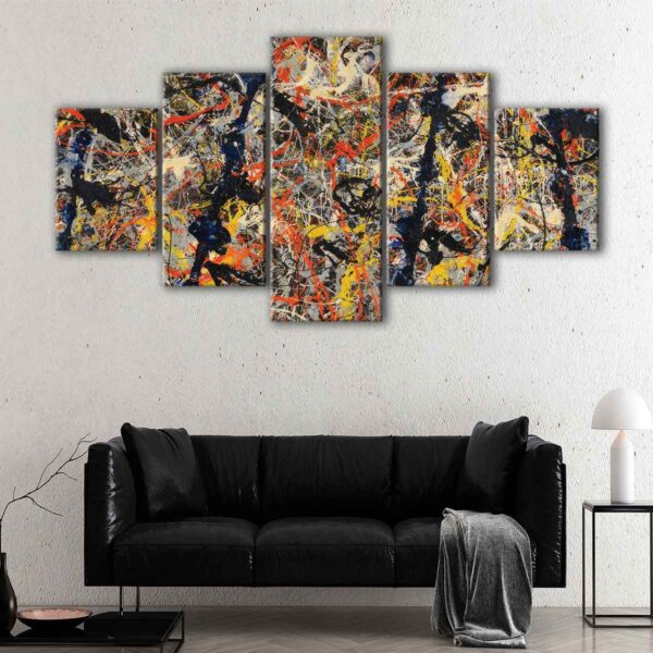 5 panels blue poles canvas art