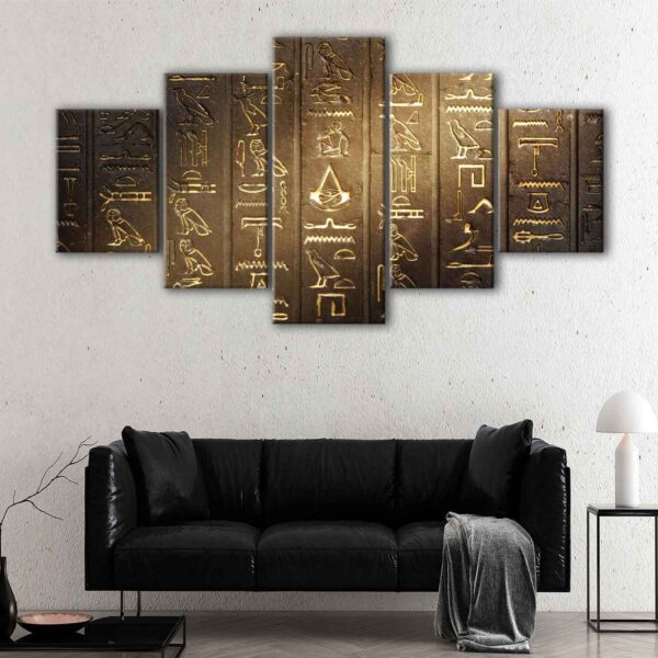 5 panels egyptian hieroglyphs canvas art